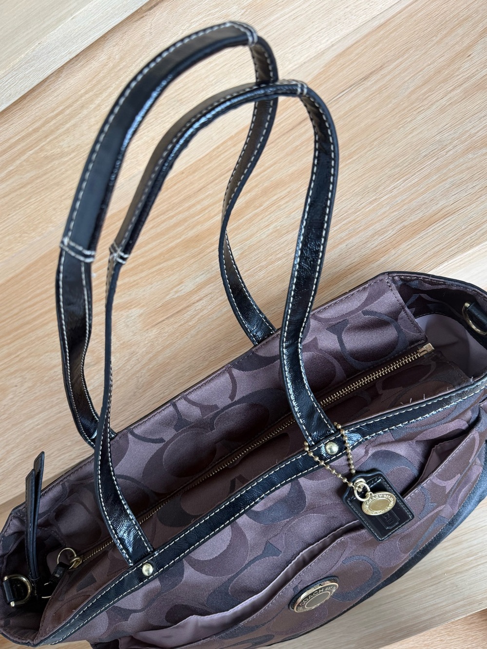 Authentic Coach Brown Signature Tote Bag - Picture 4 of 16